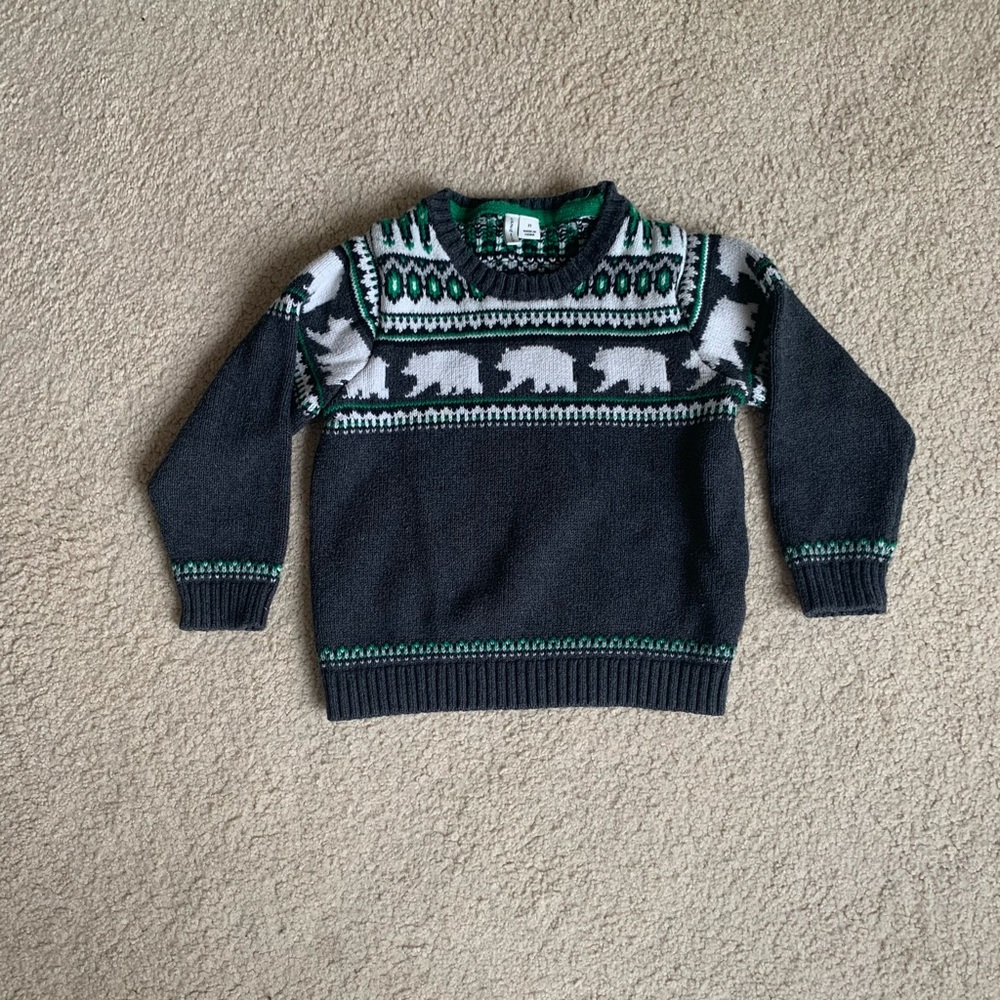 Janie & Jack Toddler Black and Green Sweater